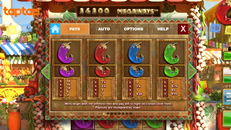 Simbol dan Nilai Pembayaran Extra Chilli Megaways - TapTap