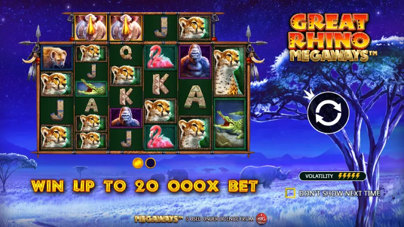 Volatilitas dan RTP Slot Great Rhino Megaways